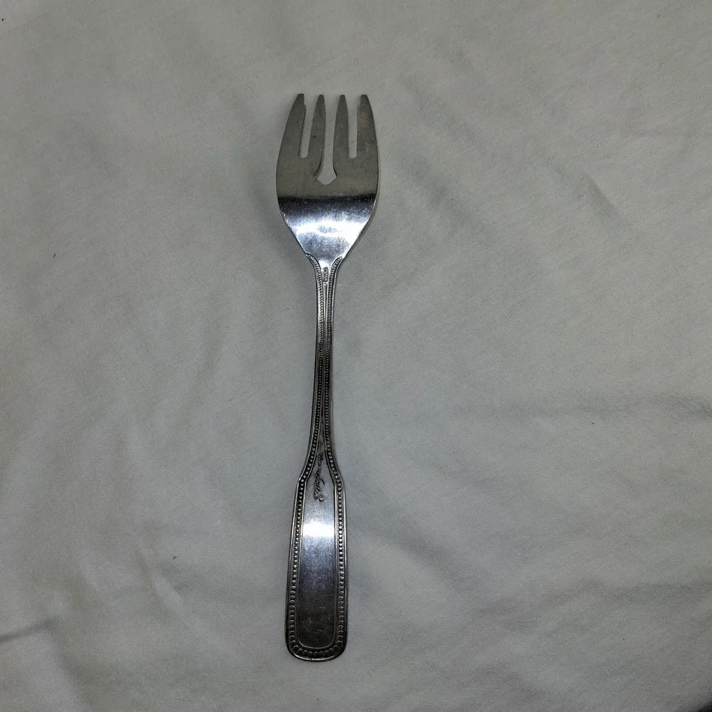 4 PCS Stainless By Salem Japan Beaded Serving Fork, Spoon,‎ Ladle, Cake Server